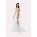 Long ivory bridal robe in spotted tulle and  appliqued lace trim  on all the edges