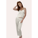 Two piece satin camisole and pants sleep set in ivory