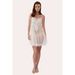 Lace and tulle slip with satin covered buttons and appliqued lace 