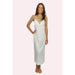 Long ivory coloured satin slip with lace trim