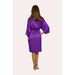 Rear view of knee lenght satin robe in purple colour