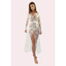 Long bridal lace robe with long sleeves in ivory colour
