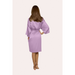 Rear view of lilac coloured satin robe 