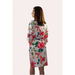 Rear view of knee length floral robe
