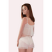 Rear view of of camisole and shorts sleepset in ivory coloured spotted tulle
