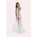 Long bridal robe in ivory coloured spotted tulle and appliqued lace trim  on all the edges